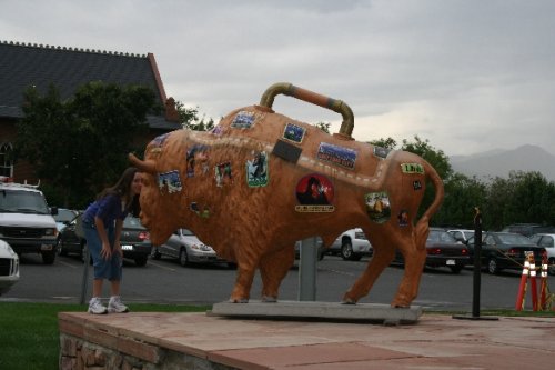 04 sara kissing painted bison.JPG